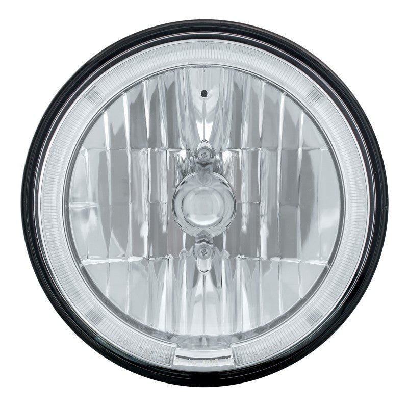 7" Crystal Headlight W/White LED Halo Ring, 9007 Bulb & H4 Adapter - Moore Parts