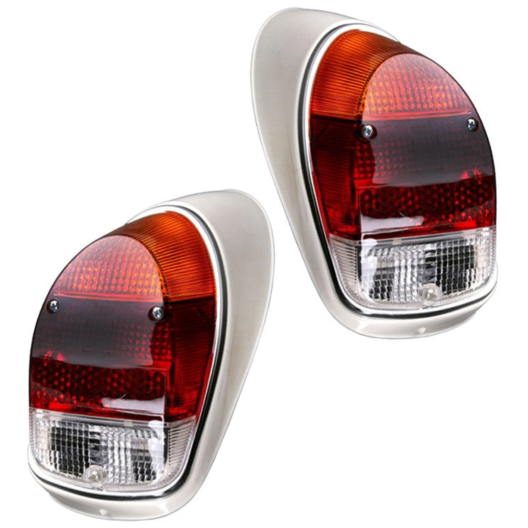 Vw Bug Tail Light Assemblies 1968-70 W/Euro Lens, Left & Right, Pair