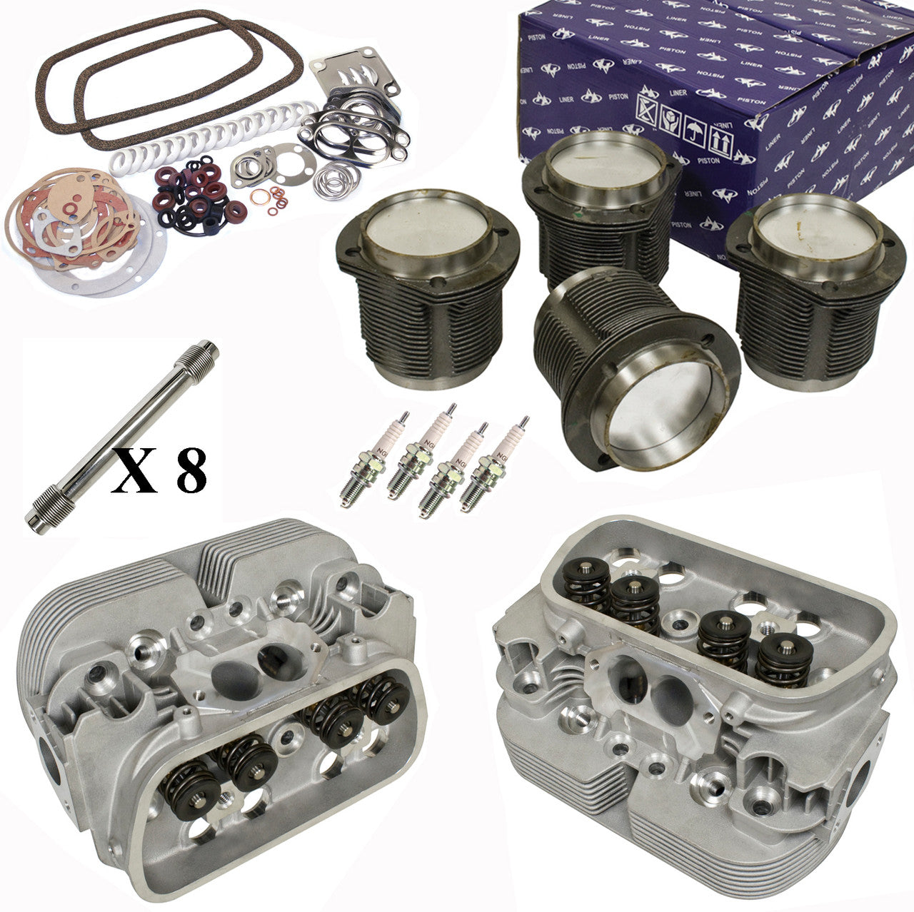 Vw Bug Engine Rebuild Kit 1776cc Air-cooled, Top End GTV-2 Heads & Pistons