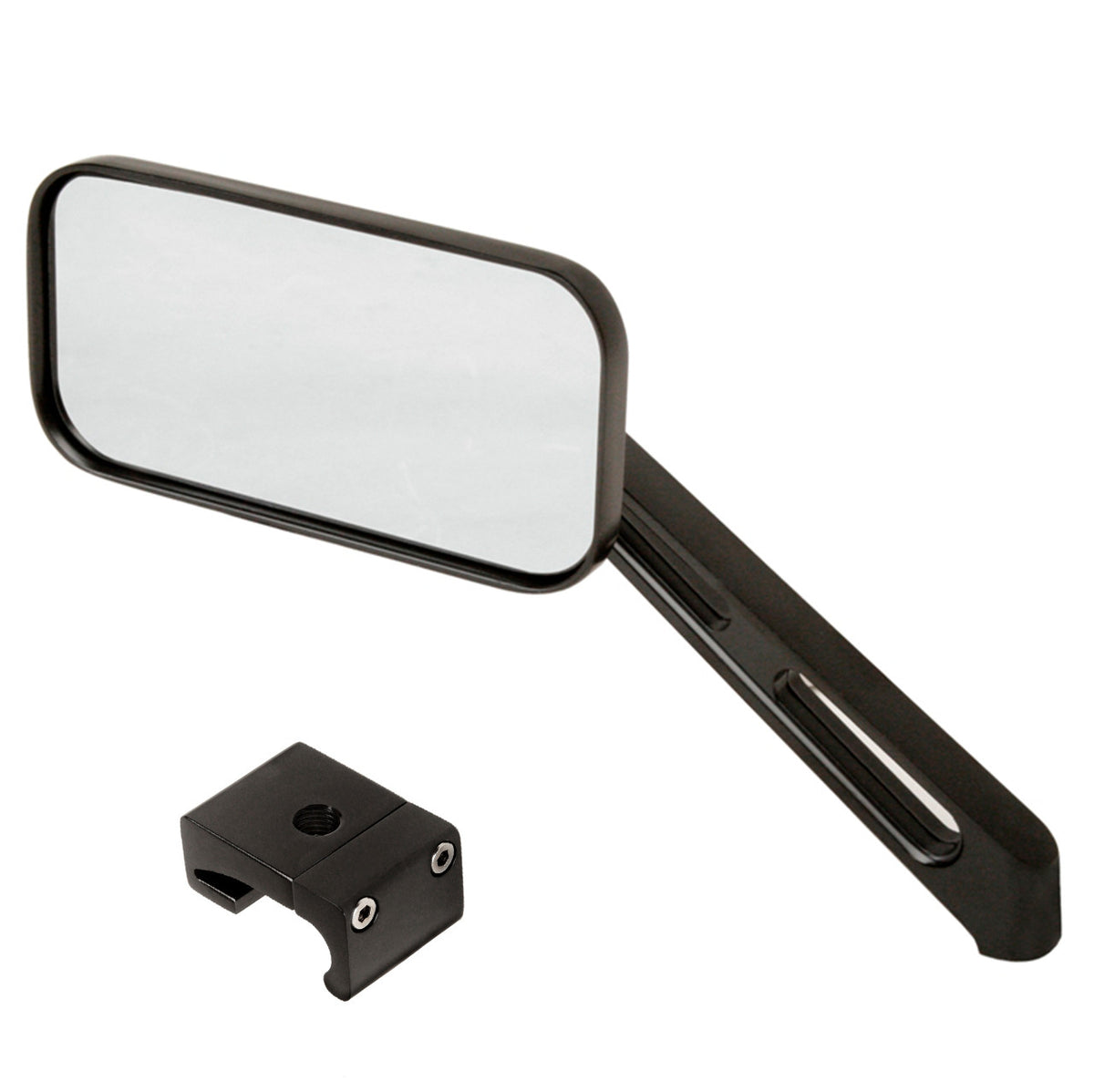 Manx Buggy Black Sideview Rectangular Mirror W/Aluminum Mount, Each