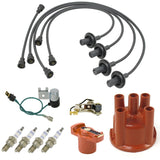 Vw Bug Ignition Tune Up Kit With 009 Distributor. Points Rotor Cap Condenser Black Spark Plug Wires Bosch Spark Plugs