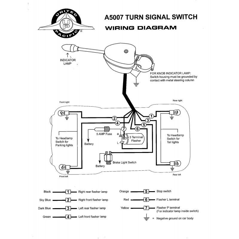 Universal Chrome Turn Signal Switch With Indicator Light Tip