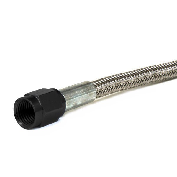 An Stainless Steel Braided Brake Line - Length 15" With 3 Black Ends - Moore Parts
