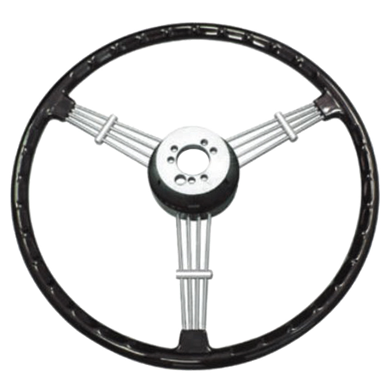 Empi 79-4059 Banjo Style Black Vintage 3 Spoke Steering Wheel, 15-1/2" Diameter