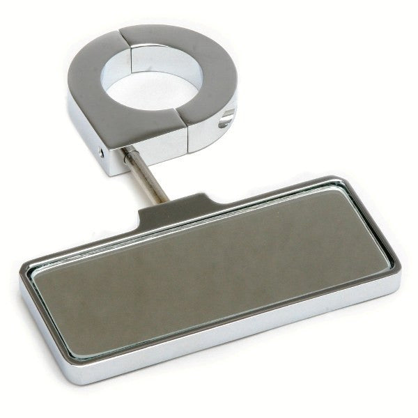 Polished Aluminum Rear View Mirror - Clamp On 1-1/2" Tubing