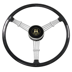 Empi 79-4059 Banjo Style Black Vintage 3 Spoke Steering Wheel, 15-1/2" Diameter