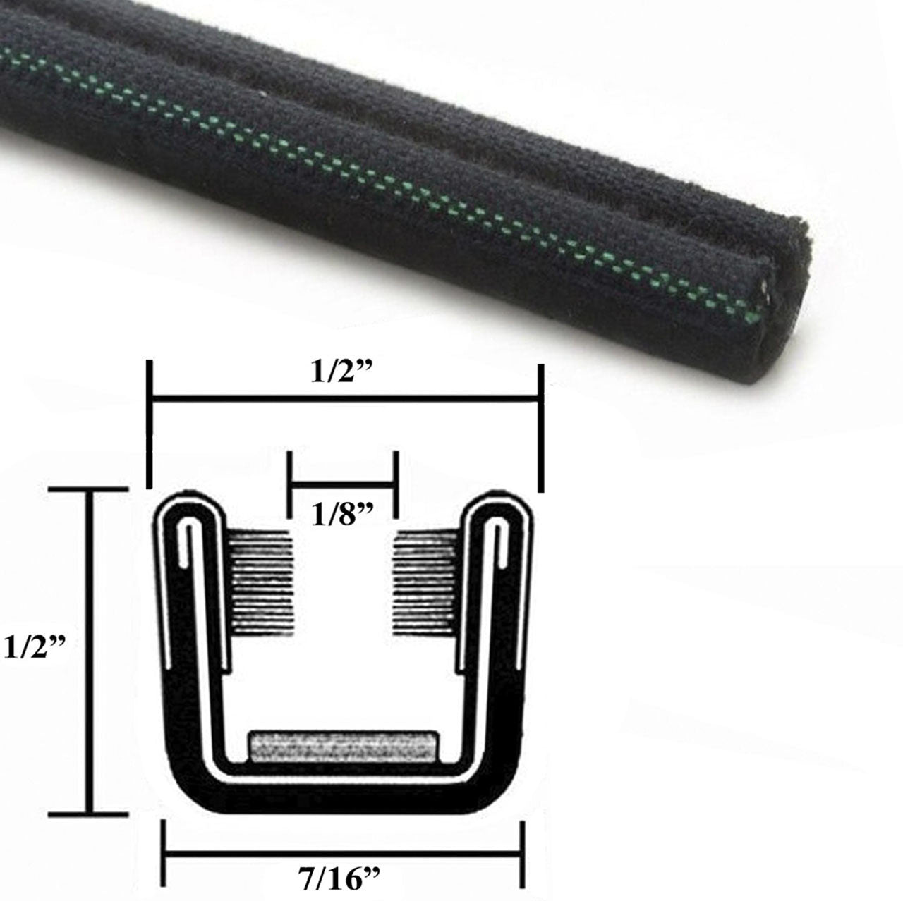 Automotive Felt Window Channel. 32.5" Long - 1/2" Wide - 1/2" Tall, Pair - Moore Parts