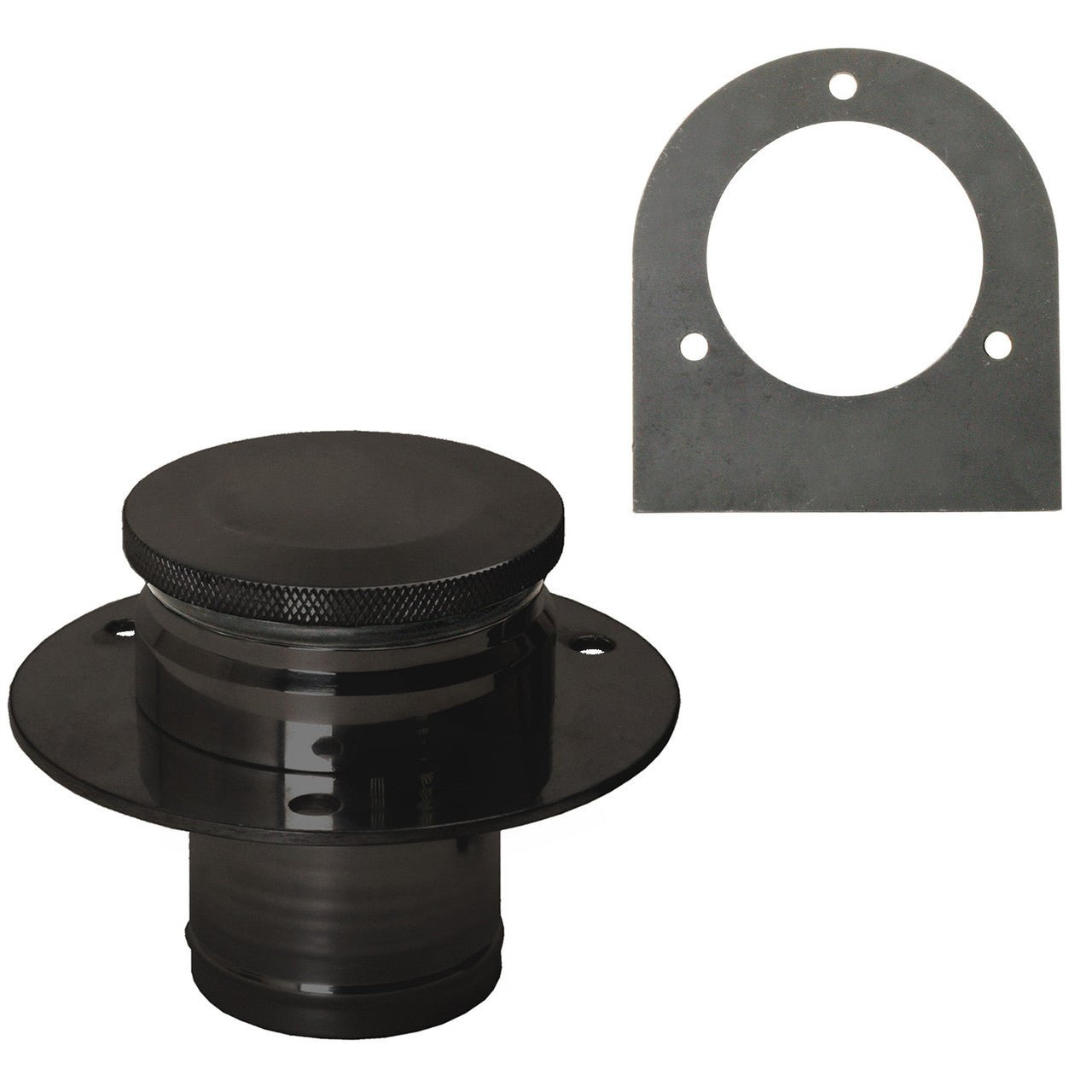 Black Aluminum Fuel Tank Filler Neck, Gas Cap And Weld - On Steel Bracket - Moore Parts