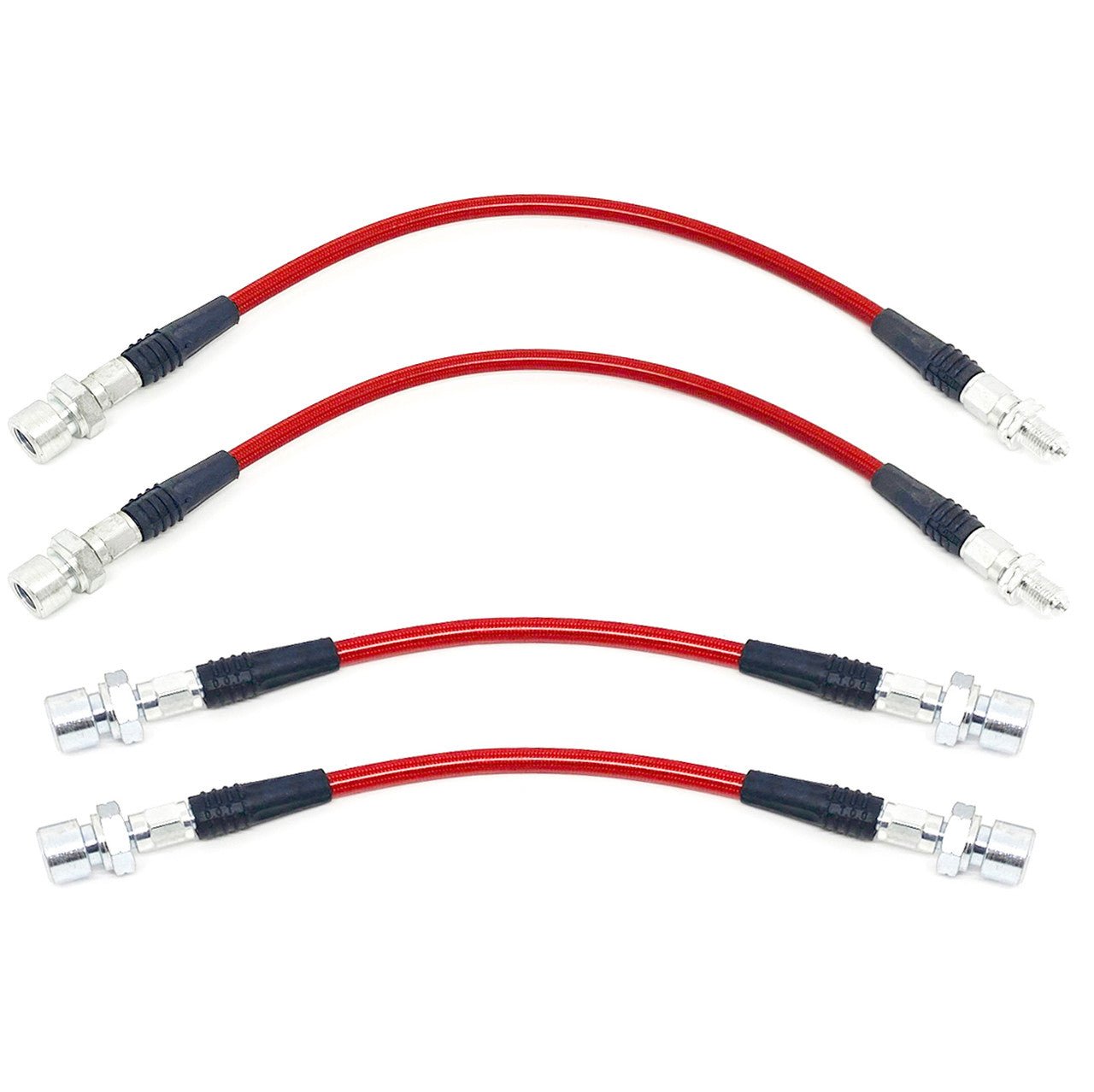 Brake Line Kit Vw Bug 1958 - 64. Red Steel Braided 4 - Piece Set - Moore Parts
