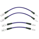 Brake Line Kit Vw Bug 1969 - 77. Blue Steel Braided 4 - Piece Set - Moore Parts