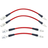 Brake Line Kit Vw Bug 1969 - 77. Red Steel Braided 4 - Piece Set - Moore Parts