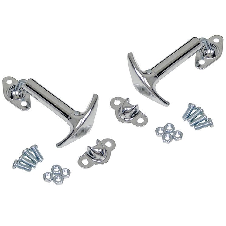 Chrome Baja Or Jeep Hood Hold Down Latches, Pair - Moore Parts