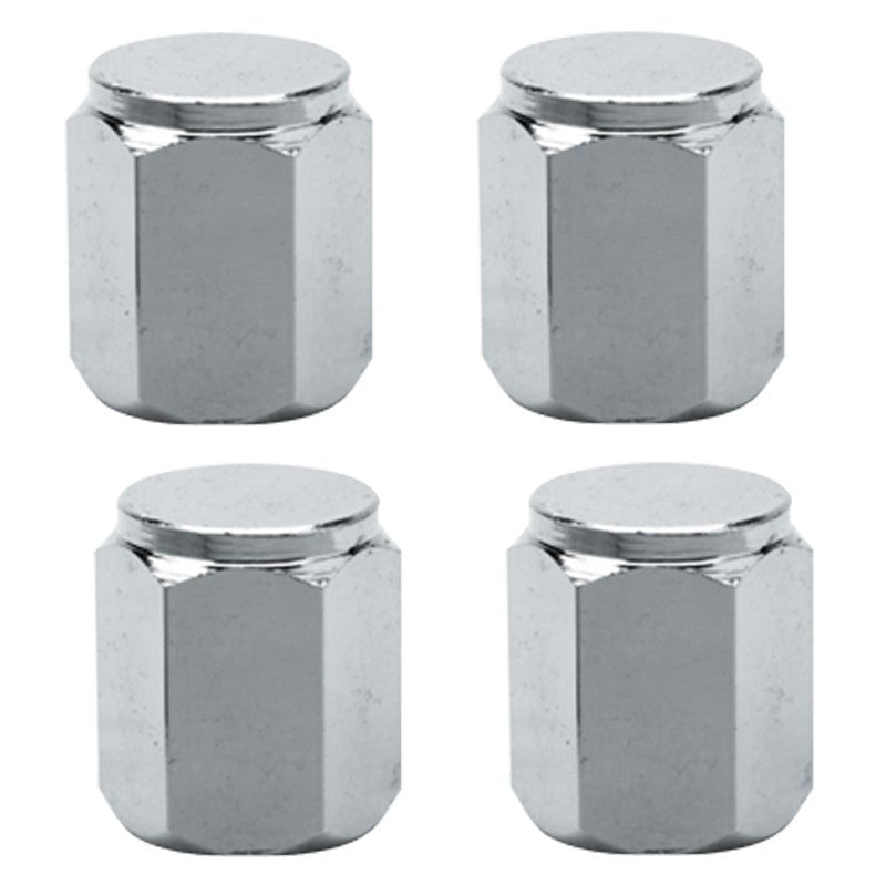 Chrome Steel Valve Stem Cap Only, Hex Cap With Flat Top, 4 Pack - Moore Parts