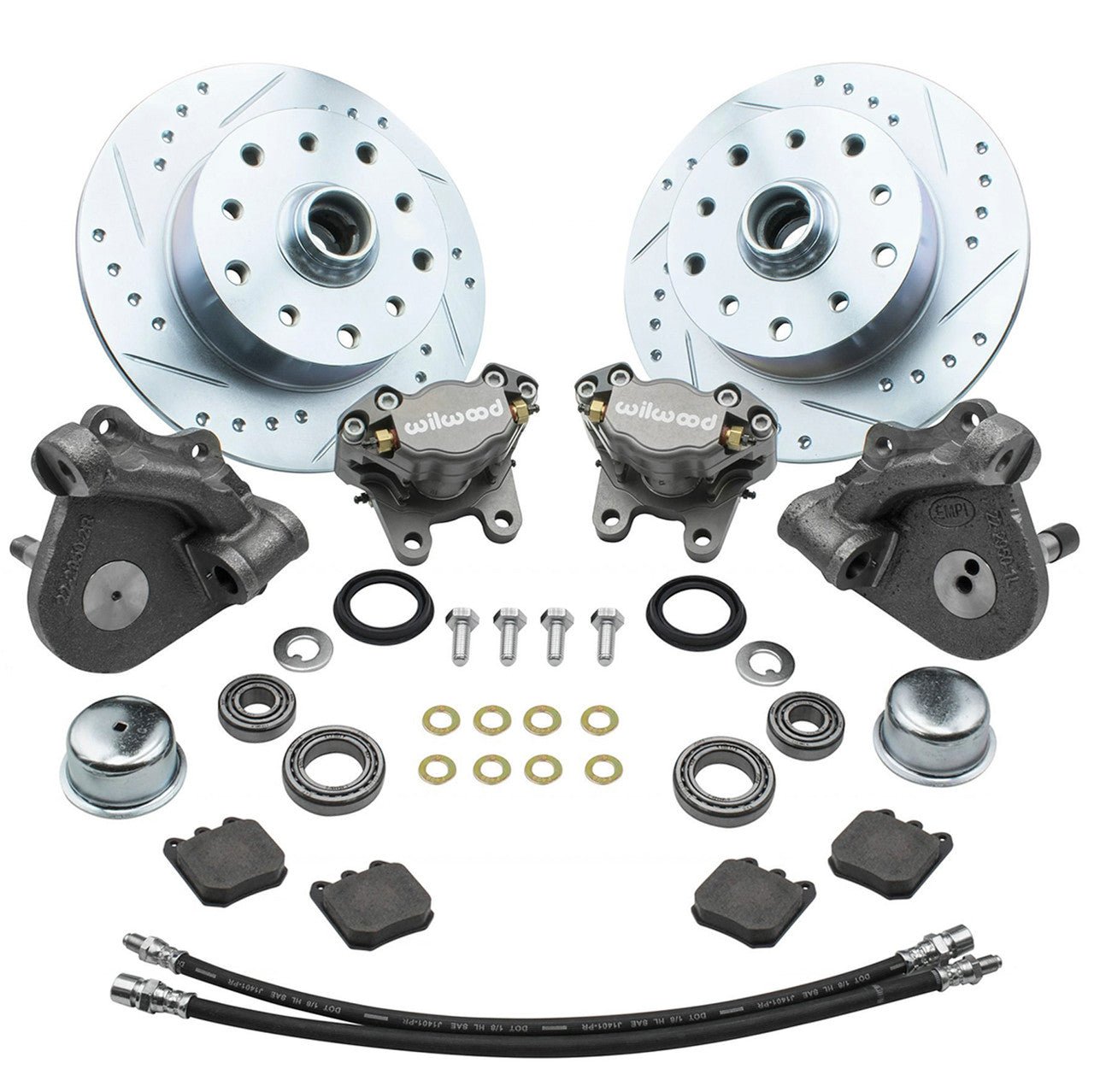 Empi 22 - 6153 Vw Bug Front Wilwood Disc Brake Kit Drop Spindle 5Lug Porsche/Chevy - Moore Parts