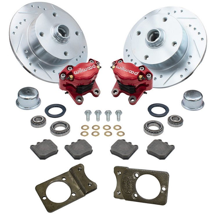 Empi 22 - 6157 - R Vw Bug Front Wilwood Disc Brake Kit W/Brackets, Slotted 4 Lug Rotors 1966 - 77 - Moore Parts