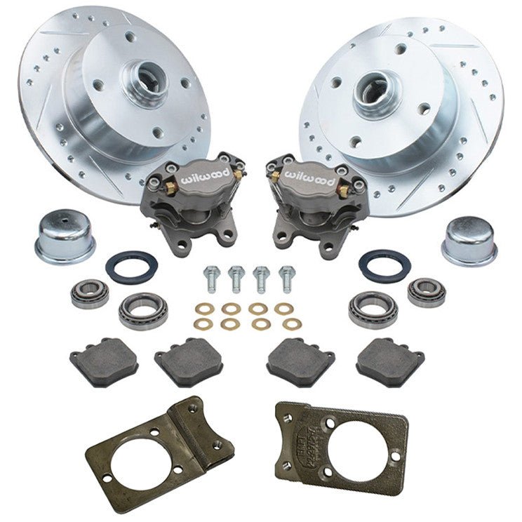 Empi 22 - 6157 Vw Bug Front Wilwood Disc Brake Kit W/Brackets, Slotted 4 Lug Rotors 1966 - 77 - Moore Parts