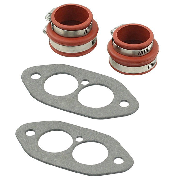 Empi 3230 Vw Bug Dual Port Intake Boot Kit, Red Rubber Boots, Clamps, Gaskets - Moore Parts