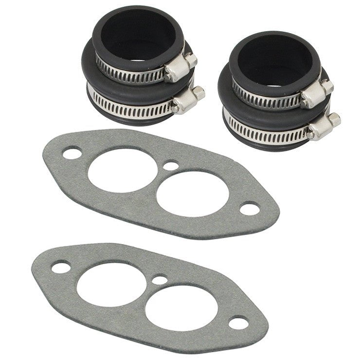 Empi 3412 Vw Bug Dual Port Intake Boot Kit, Black Rubber Boots, Clamps, Gaskets - Moore Parts