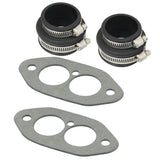 Empi 3412 Vw Bug Dual Port Intake Boot Kit, Black Rubber Boots, Clamps, Gaskets - Moore Parts