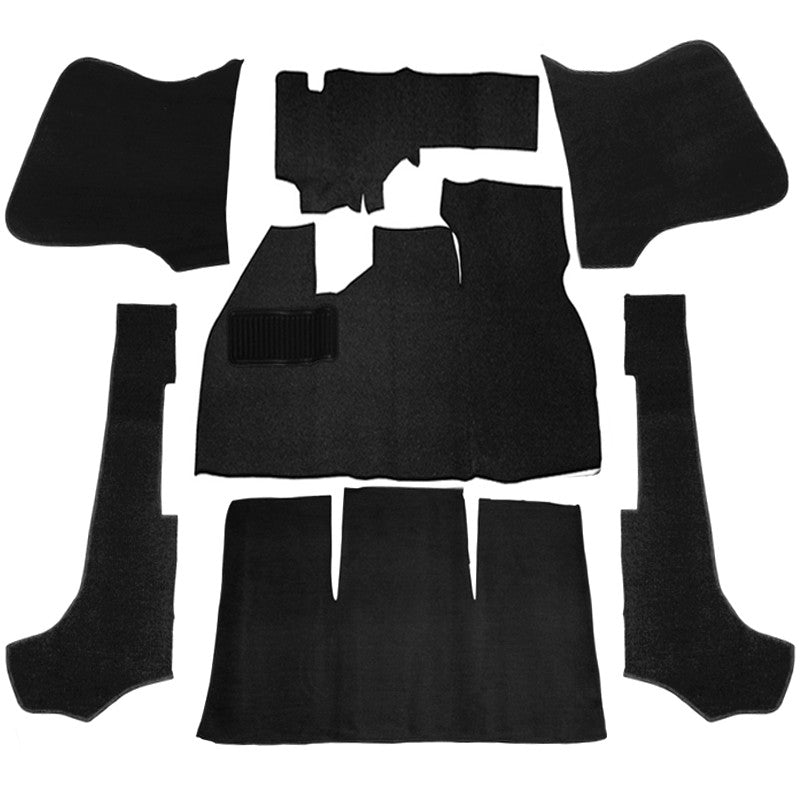 Empi 3980 Black 7 Piece Carpet Kit Vw Convertible Bug 1958 - 1970, With Foot Rest - Moore Parts