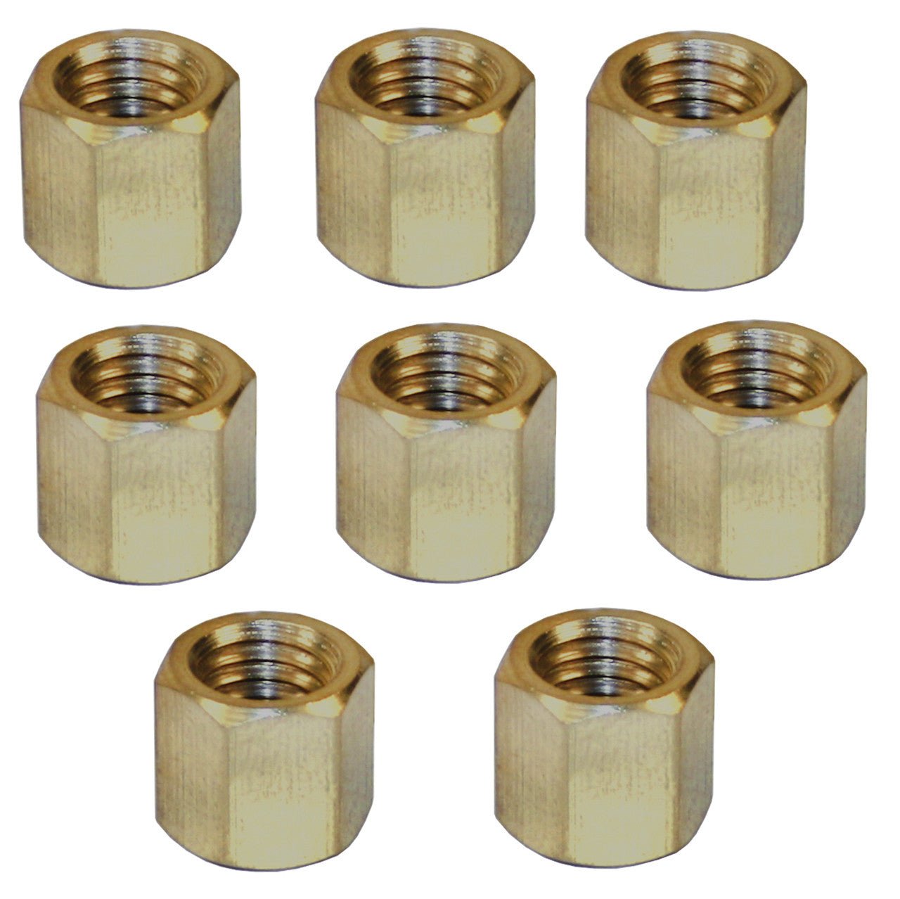 Empi 43 - 6051 Vw Bug, Ghia Brass Exhaust Nut, 8mm - 1.25mm, 11mm Hex Head, Set Of 8 - Moore Parts