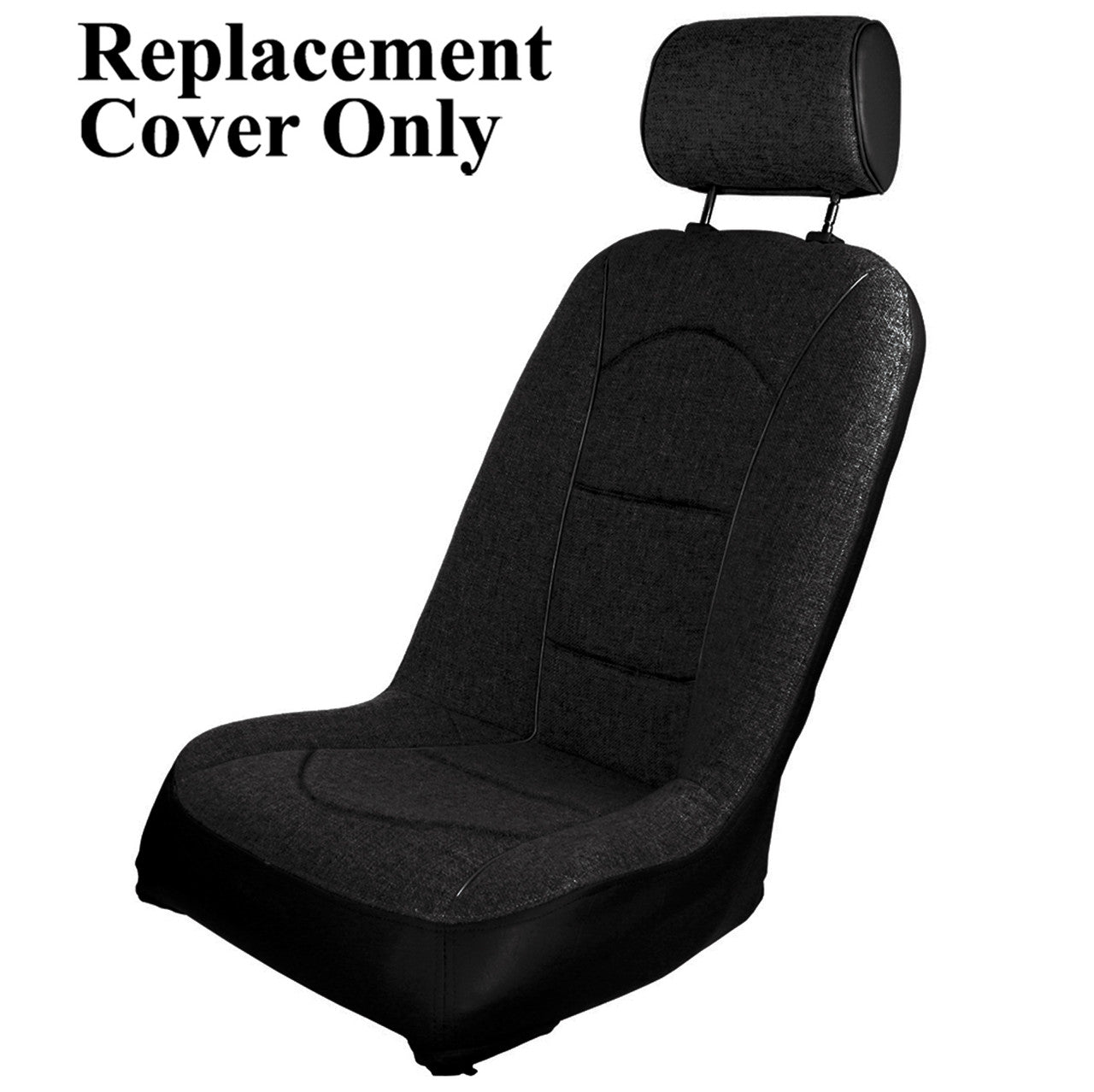Empi 62 - 2816 - 7 Race Trim Slim Line Seat Cover Only, Black Cloth/Black Vinyl - Moore Parts