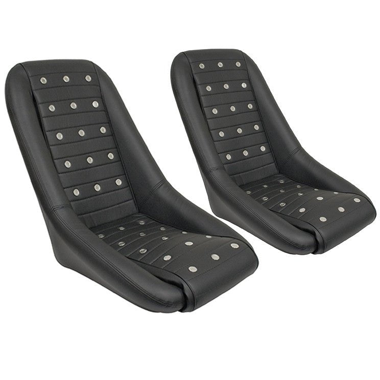 Empi 62 - 2881 Race Trim Roadster Style Lo - Back Seats - Black Vinyl With Vents, Pair - Moore Parts