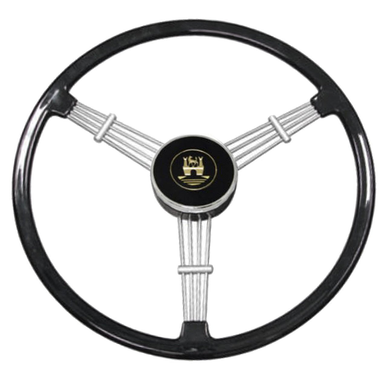 Empi 79 - 4059 Banjo Style Black Vintage 3 Spoke Steering Wheel, 15 - 1/2" Diameter - Moore Parts