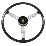 Empi 79 - 4059 Banjo Style Black Vintage 3 Spoke Steering Wheel, 15 - 1/2" Diameter - Moore Parts
