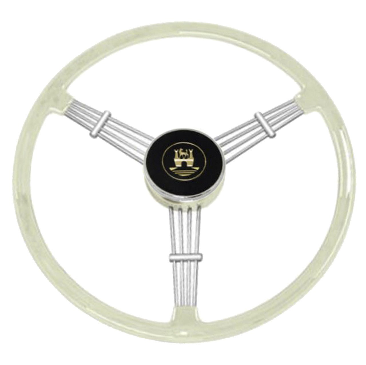 Empi 79 - 4060 Banjo Style Grey Vintage 3 Spoke Steering Wheel, 15 - 1/2" Diameter - Moore Parts