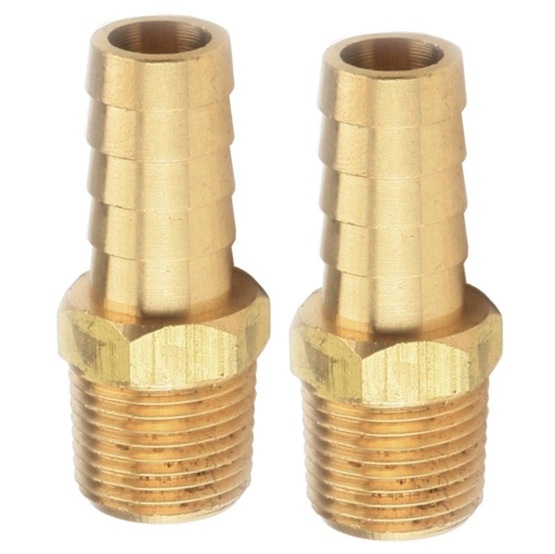 Empi 9212 Straight Brass Fittings, Male 3/8" NPT X 1/2" Barbed, Pair - Moore Parts