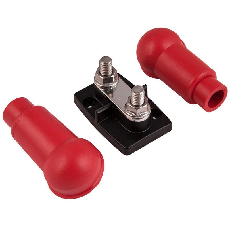 K4 Dual Terminal Bus Bar - Two 3/8" - 16 Studs, Includes Insulator Covers - Moore Parts
