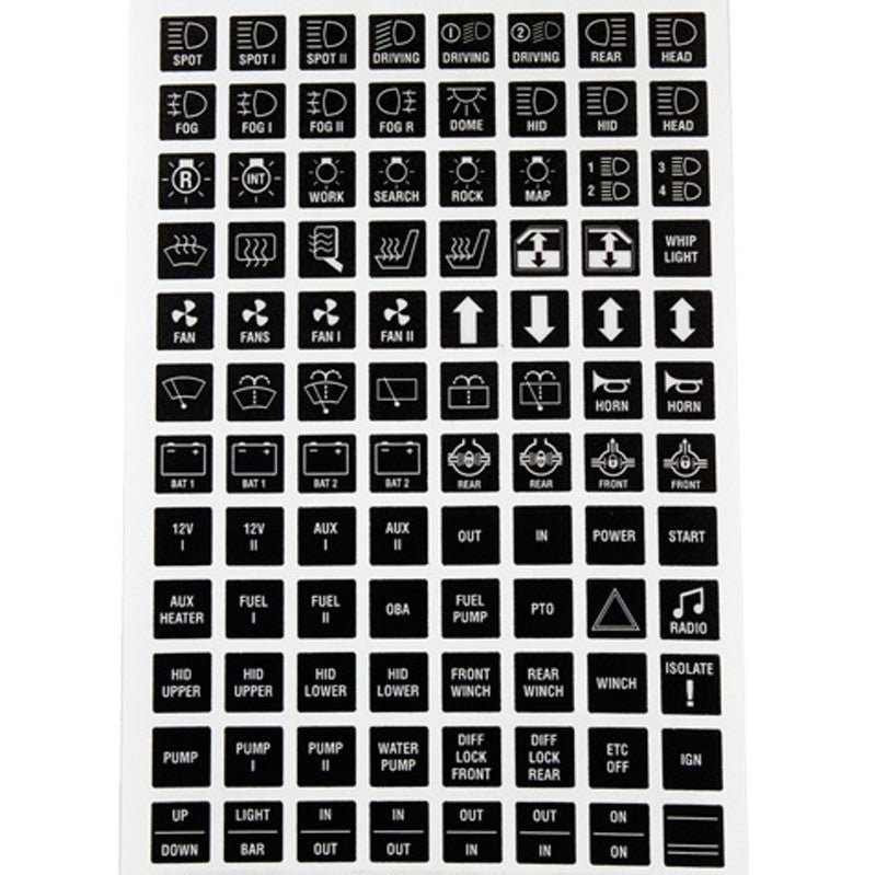 K4 Legend Icons F/Contura II, III, & V Actuators, Clear Icon on Black Background - Moore Parts