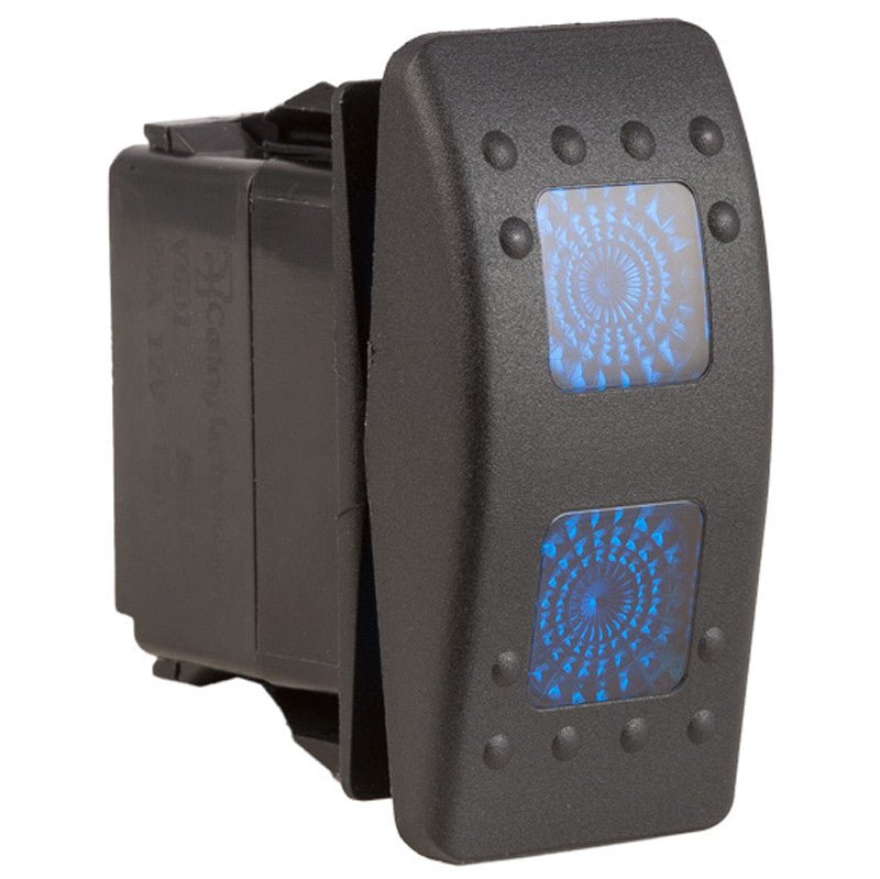 K4 ON - OFF - ON Contura II Sealed Switch W/Hard Touch Actuator 2 Blue Lenses - Moore Parts