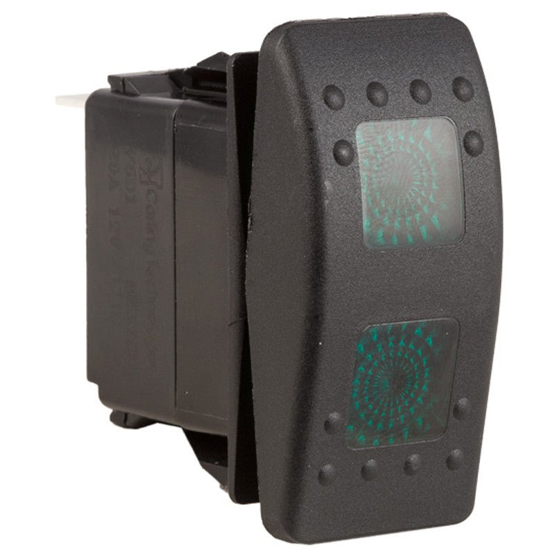 K4 ON - OFF - ON Contura II Sealed Switch W/Hard Touch Actuator 2 Green Lenses - Moore Parts