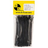 K4 Self Locking Tie Wrap, 4" Black Nylon Zip Tie. Qty 100 Per Pack - Moore Parts