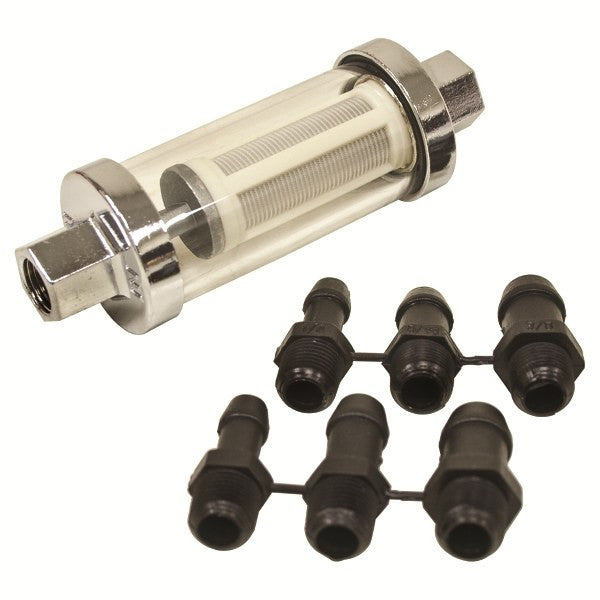 In Line Universal Glass Fuel Filter With Female Ends - 10mm X 1.0