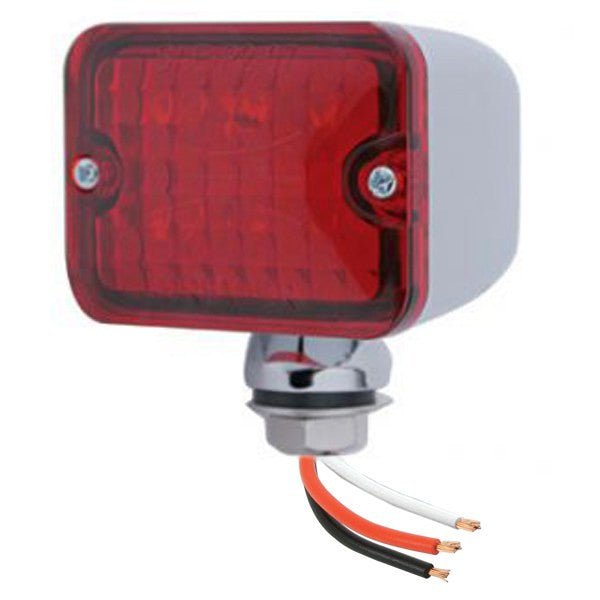 Led Mini Tail Lights - Chrome Housing-Red Lens-Red Bulbs