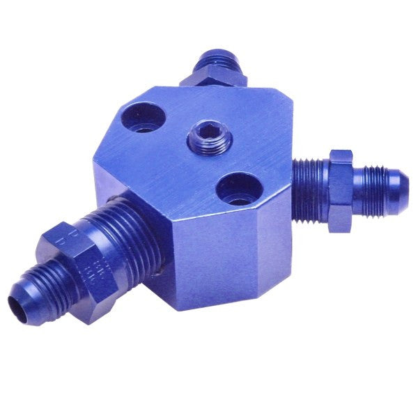 Blue An Fuel T Block With -6 An Hose Adapters / Fuel T Port For Dual Carbs