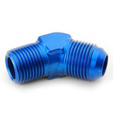 An Hose Adapter Fitting - Male 1/2" NPT To Male #10 / 45 Degree-Blue