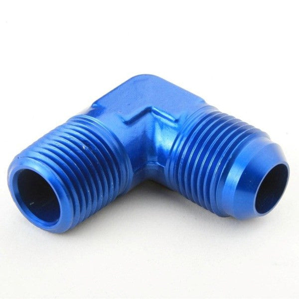 An Hose Adapter Fitting - Male 1/2" NPT To Male #10 / 90 Degree-Blue