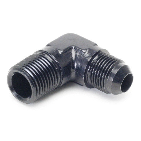 An Hose Adapter Fitting - Male 1/2" NPT To Male #8 / 90 Degree-Black
