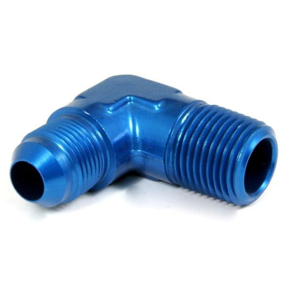 An Hose Adapter Fitting - Male 1/2" NPT To Male #8 / 90 Degree-Blue