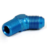 An Hose Adapter Fitting - Male 1/4" NPT To Male #6 / 45 Degree-Blue