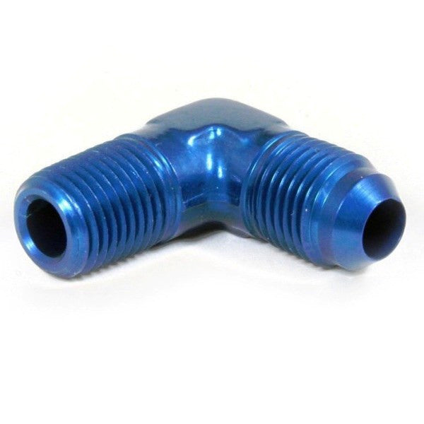 An Hose Adapter Fitting - Male 1/4" NPT To Male #6 / 90 Degree-Blue