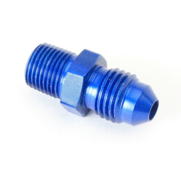 An Hose Adapter Fitting - Male 1/8" NPT To Male #4 / Straight-Blue