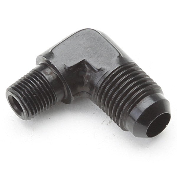 An Hose Adapter Fitting - Male 1/8" NPT To Male #6 / 90 Degree-Black