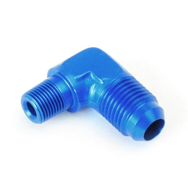 An Hose Adapter Fitting - Male 1/8" NPT To Male #6 / 90 Degree-Blue
