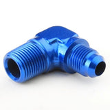 An Hose Adapter Fitting - Male 3/8" NPT To Male #6 / 90 Degree-Blue