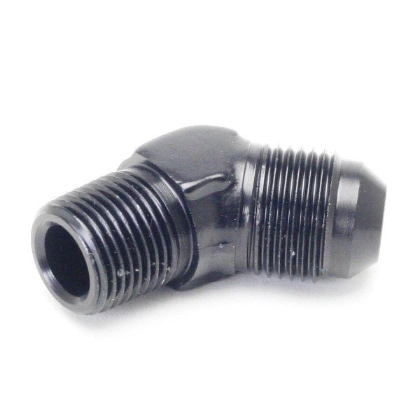 An Hose Adapter Fitting - Male 3/8" NPT To Male #8 / 45 Degree-Black